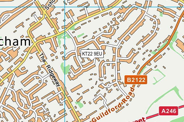 KT22 9EU map - OS VectorMap District (Ordnance Survey)