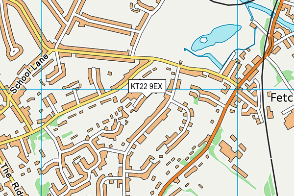 KT22 9EX map - OS VectorMap District (Ordnance Survey)