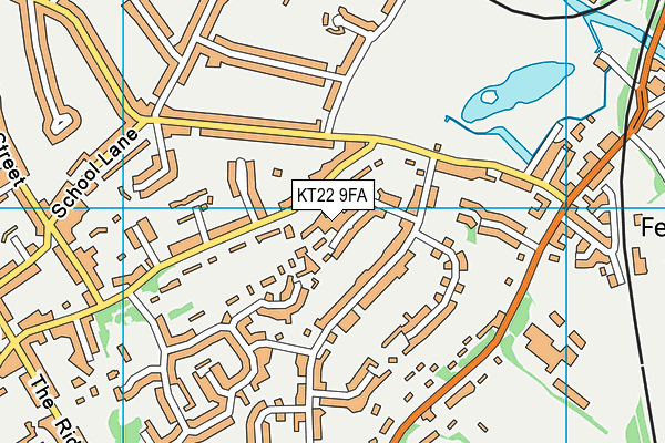 KT22 9FA map - OS VectorMap District (Ordnance Survey)