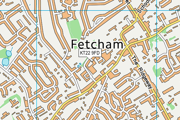 KT22 9FD map - OS VectorMap District (Ordnance Survey)