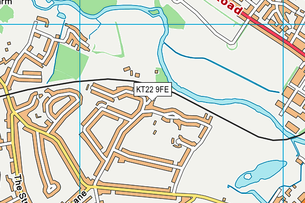 KT22 9FE map - OS VectorMap District (Ordnance Survey)