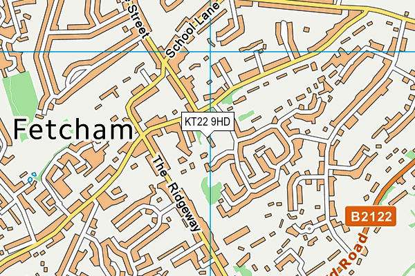 KT22 9HD map - OS VectorMap District (Ordnance Survey)