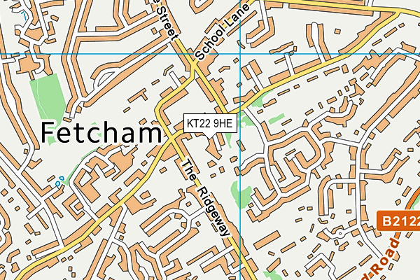 KT22 9HE map - OS VectorMap District (Ordnance Survey)