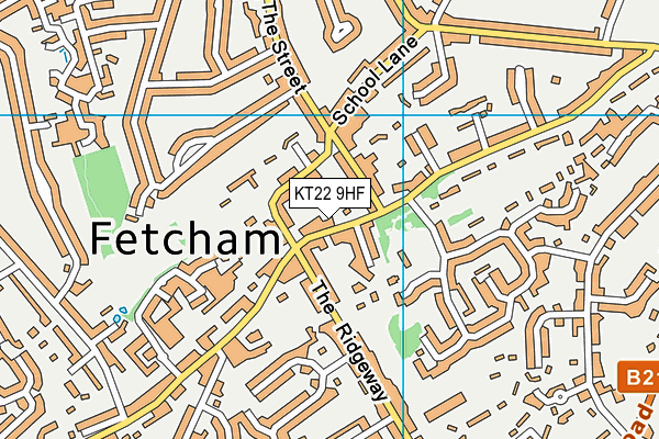 KT22 9HF map - OS VectorMap District (Ordnance Survey)