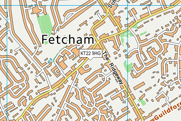 KT22 9HG map - OS VectorMap District (Ordnance Survey)