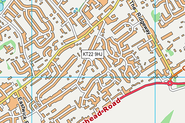 KT22 9HJ map - OS VectorMap District (Ordnance Survey)