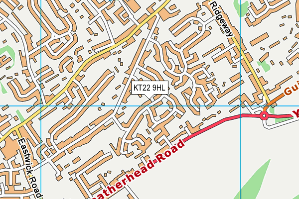 KT22 9HL map - OS VectorMap District (Ordnance Survey)