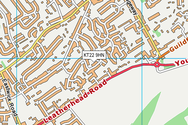 KT22 9HN map - OS VectorMap District (Ordnance Survey)