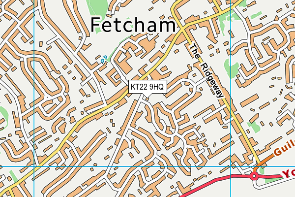 KT22 9HQ map - OS VectorMap District (Ordnance Survey)
