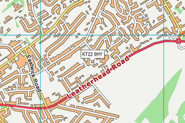 KT22 9HY map - OS VectorMap District (Ordnance Survey)