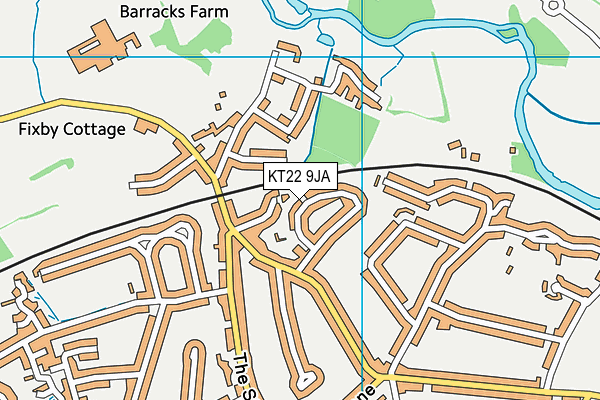 KT22 9JA map - OS VectorMap District (Ordnance Survey)