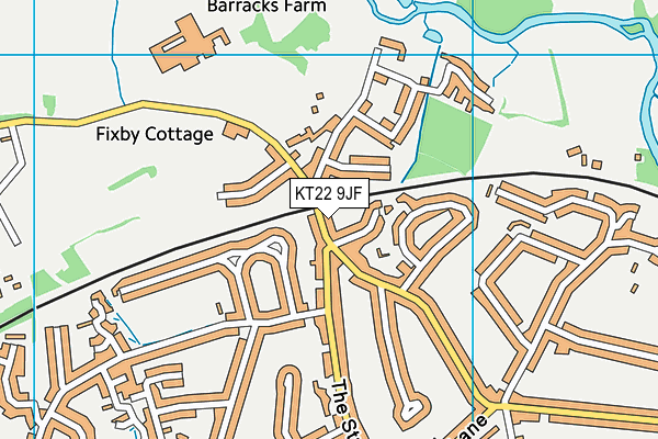 KT22 9JF map - OS VectorMap District (Ordnance Survey)