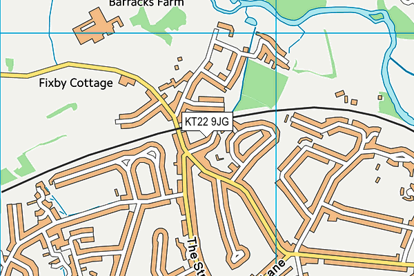 KT22 9JG map - OS VectorMap District (Ordnance Survey)