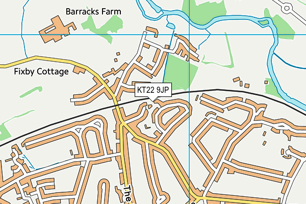 KT22 9JP map - OS VectorMap District (Ordnance Survey)