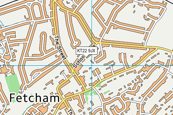 KT22 9JX map - OS VectorMap District (Ordnance Survey)