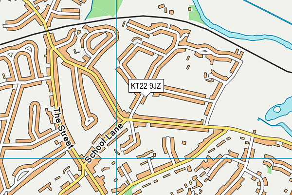 KT22 9JZ map - OS VectorMap District (Ordnance Survey)