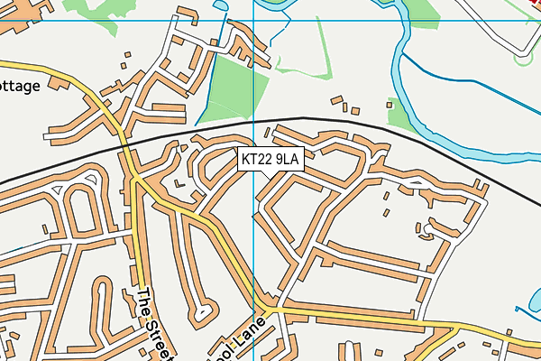 KT22 9LA map - OS VectorMap District (Ordnance Survey)