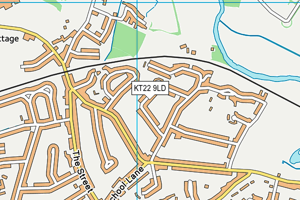 KT22 9LD map - OS VectorMap District (Ordnance Survey)