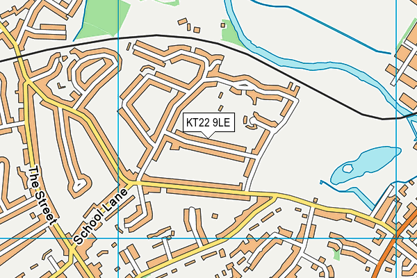 KT22 9LE map - OS VectorMap District (Ordnance Survey)