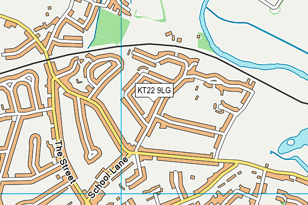 KT22 9LG map - OS VectorMap District (Ordnance Survey)