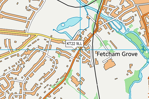 KT22 9LL map - OS VectorMap District (Ordnance Survey)