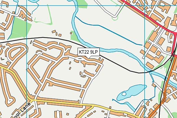 KT22 9LP map - OS VectorMap District (Ordnance Survey)