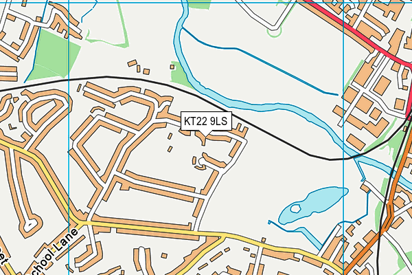 KT22 9LS map - OS VectorMap District (Ordnance Survey)