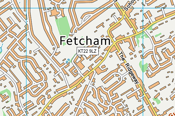 KT22 9LZ map - OS VectorMap District (Ordnance Survey)