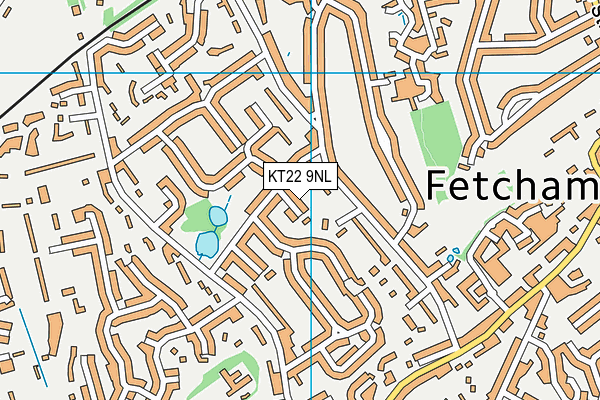 KT22 9NL map - OS VectorMap District (Ordnance Survey)