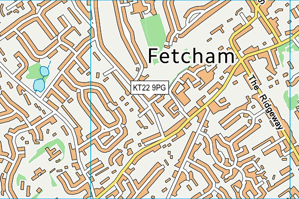 KT22 9PG map - OS VectorMap District (Ordnance Survey)