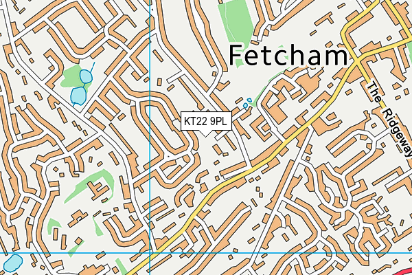 KT22 9PL map - OS VectorMap District (Ordnance Survey)