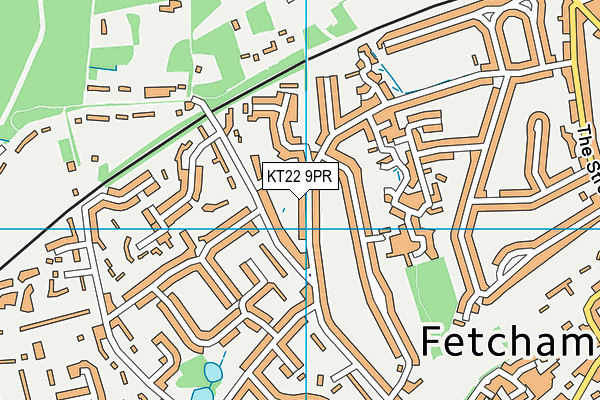KT22 9PR map - OS VectorMap District (Ordnance Survey)
