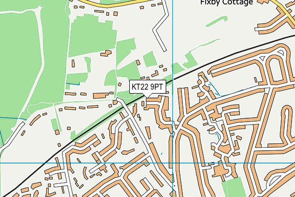 KT22 9PT map - OS VectorMap District (Ordnance Survey)