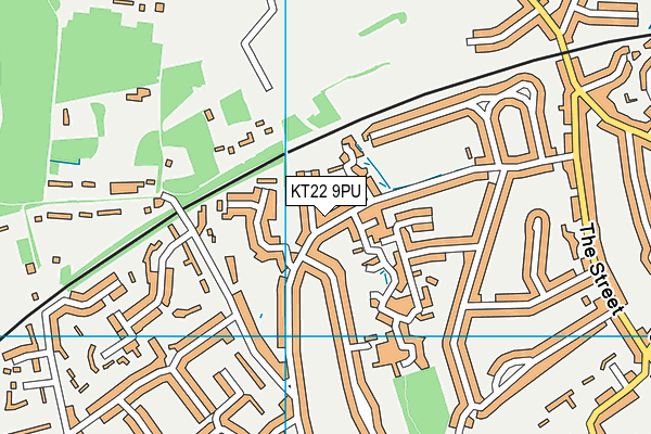 KT22 9PU map - OS VectorMap District (Ordnance Survey)