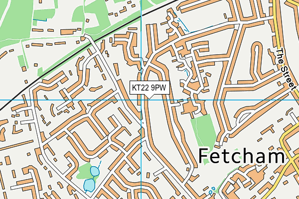 KT22 9PW map - OS VectorMap District (Ordnance Survey)