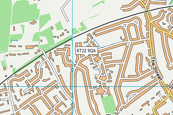 KT22 9QA map - OS VectorMap District (Ordnance Survey)