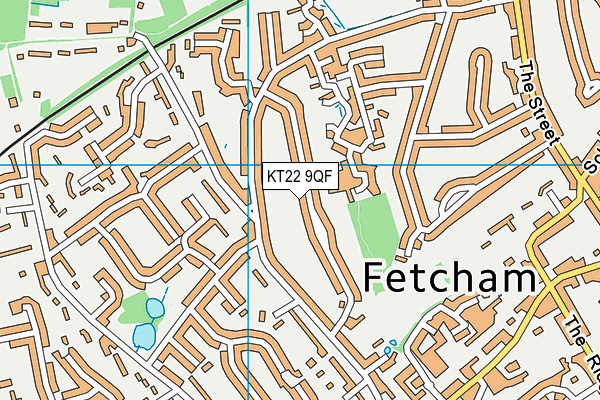 KT22 9QF map - OS VectorMap District (Ordnance Survey)