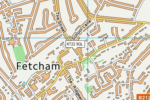 KT22 9QL map - OS VectorMap District (Ordnance Survey)