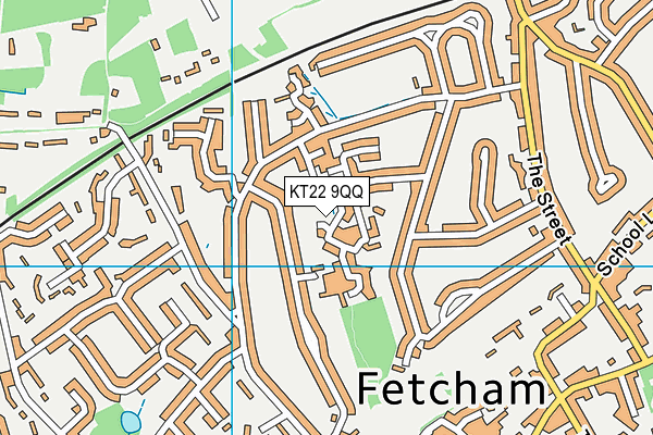 KT22 9QQ map - OS VectorMap District (Ordnance Survey)