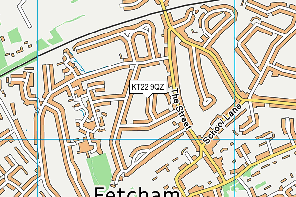 KT22 9QZ map - OS VectorMap District (Ordnance Survey)