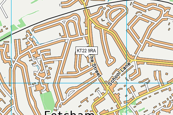 KT22 9RA map - OS VectorMap District (Ordnance Survey)