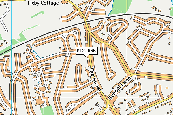 KT22 9RB map - OS VectorMap District (Ordnance Survey)