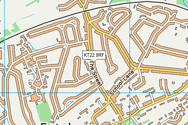 KT22 9RF map - OS VectorMap District (Ordnance Survey)