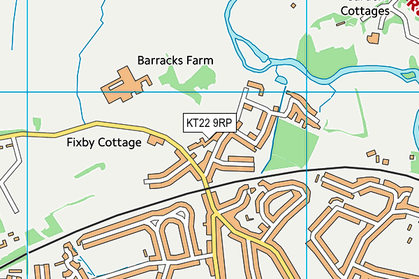 KT22 9RP map - OS VectorMap District (Ordnance Survey)