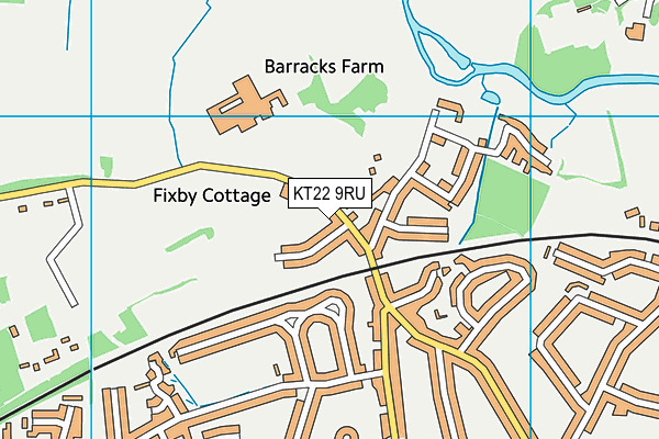 KT22 9RU map - OS VectorMap District (Ordnance Survey)