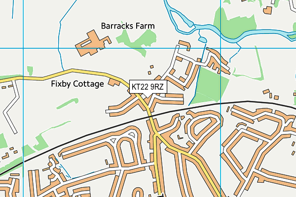 KT22 9RZ map - OS VectorMap District (Ordnance Survey)