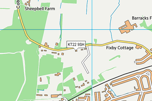 KT22 9SH map - OS VectorMap District (Ordnance Survey)