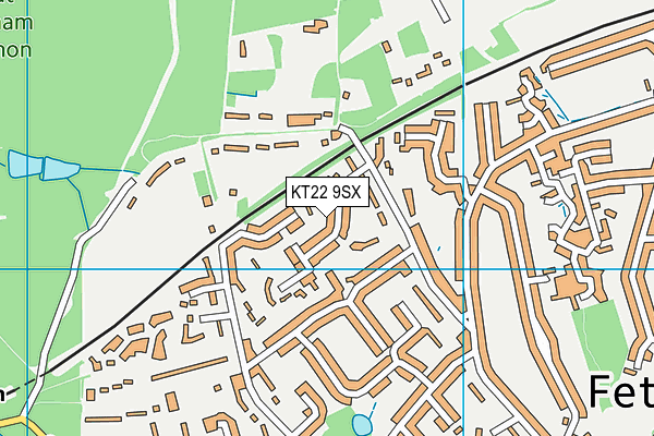 KT22 9SX map - OS VectorMap District (Ordnance Survey)