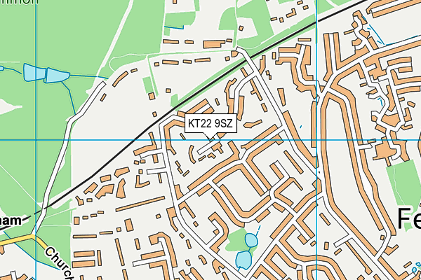 KT22 9SZ map - OS VectorMap District (Ordnance Survey)