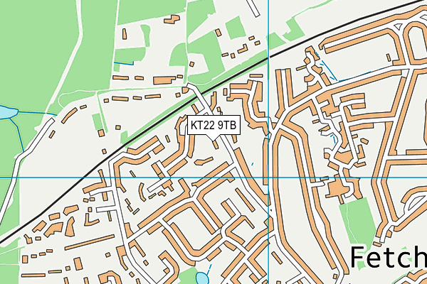 KT22 9TB map - OS VectorMap District (Ordnance Survey)